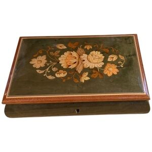 Vintage Rouge Swiss Musical Movement Jewelry  Box - Made in Italy